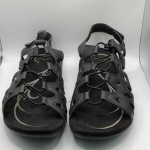 Abeo Black Sandals with Durable Straps and Contoured Footbed